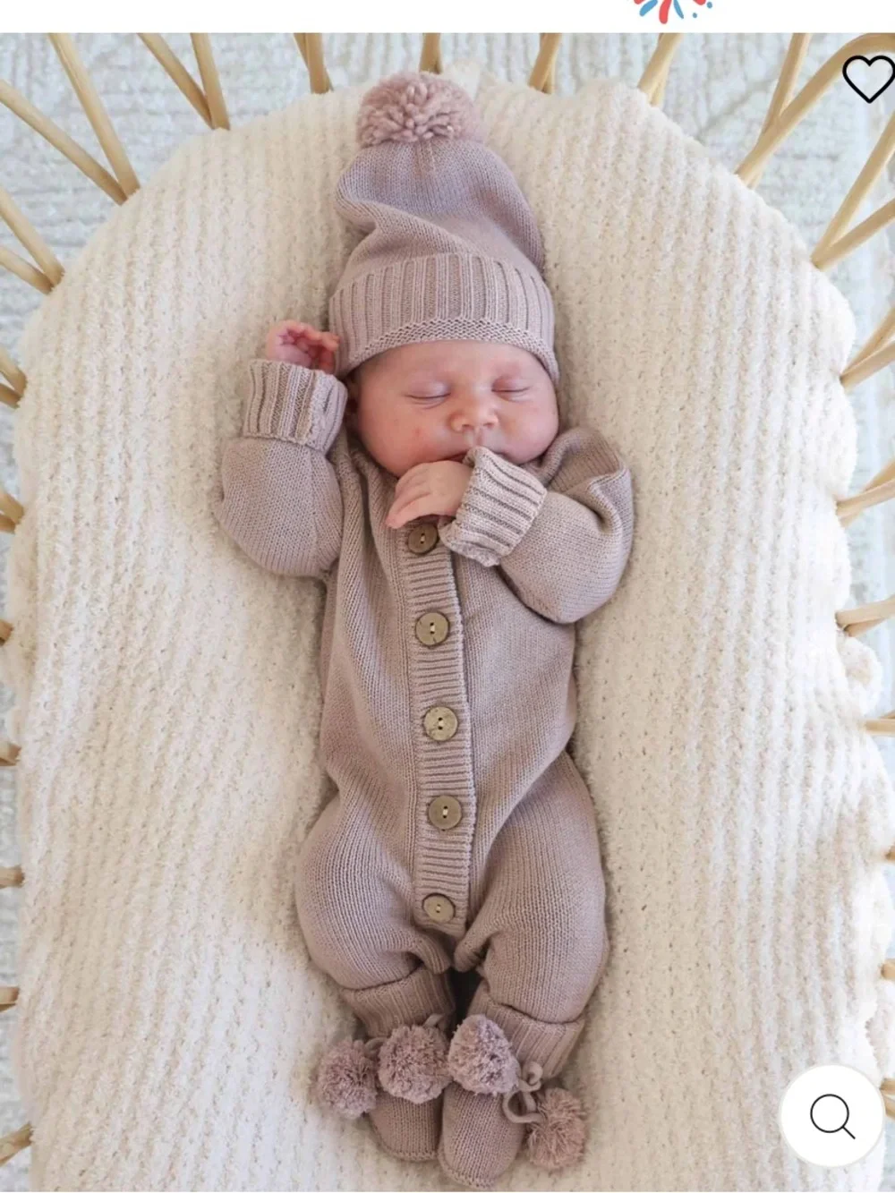 Caden Lane  Knit sweater button romper   Set with Booties and Beanie